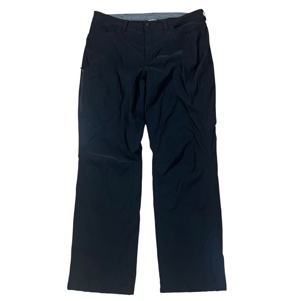 Eddie Bauer Rainier Fleece Lined Hiking Pants Mens 36x32 Black Cargo DWR UPF